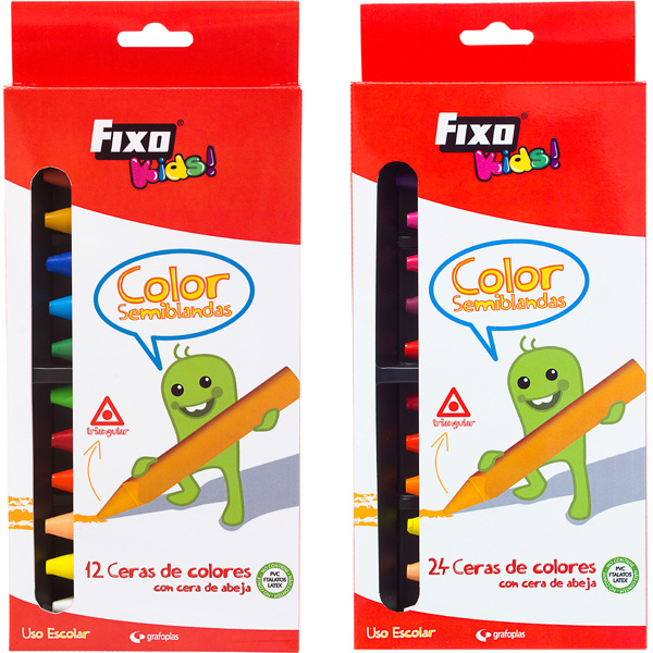 Ceras FIXO Kids color semi-blandas Caja 24 colores 