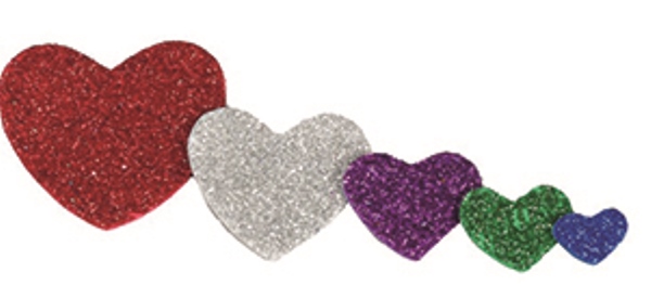 Goma EVA FIXO adhesivas purpurina corazones Pack 60